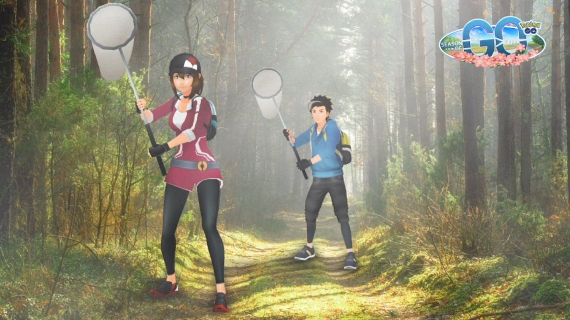 Pokemon GO trainers bug hunting during the Bug Out! event (Image via Niantic)