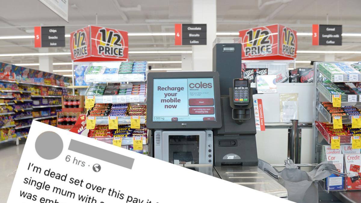 Coles supermarket shopper outraged after single mum tried to pay for his groceries at Woy Woy store