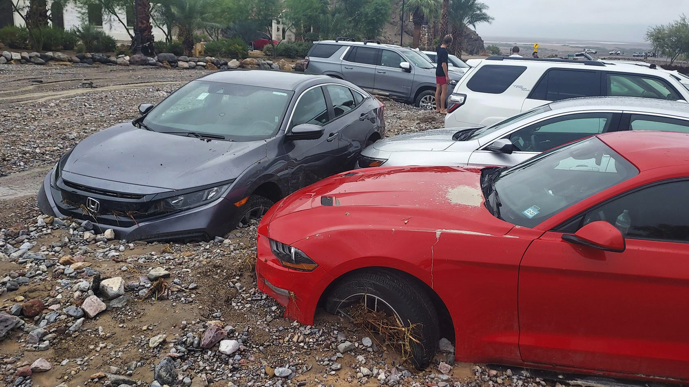Death Valley turns muddy after flash floods : NPR