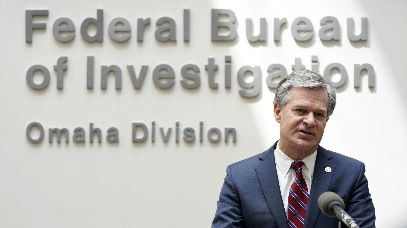FBI's Wray denounces threats following the search of Mar-a-Lago : NPR