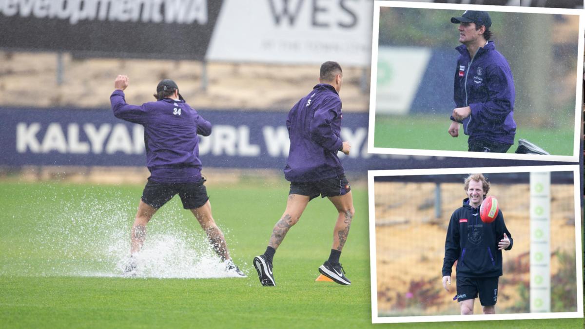 Fremantle Dockers brave torrential rain as forward line shuffle looms after Matt Taberner injury