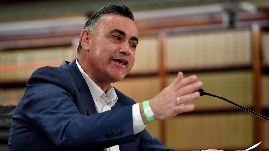 John Barilaro gestures with his hand