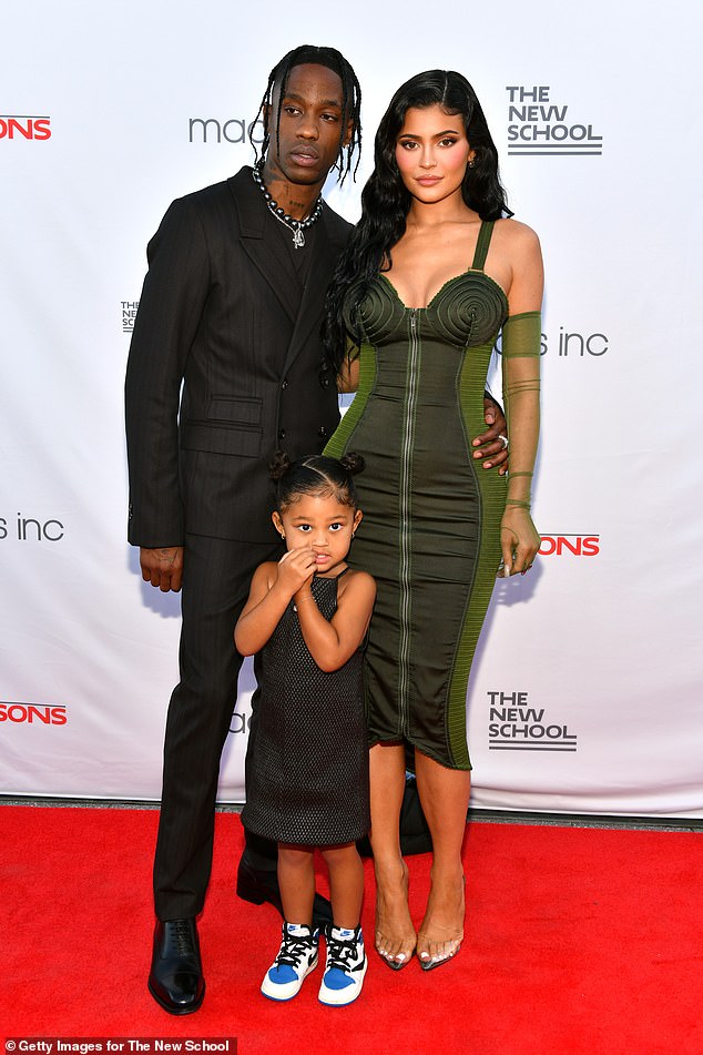 Anything for his girl!  Travis Scott pulled out all the stops as he celebrated his baby mama Kylie Jenner's 25th birthday;  Travis, Kylie and their daughter Stormi, four, seen in 2021