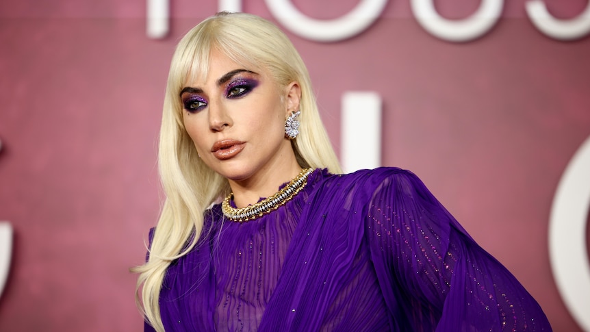 Gaga poses on red carpet.