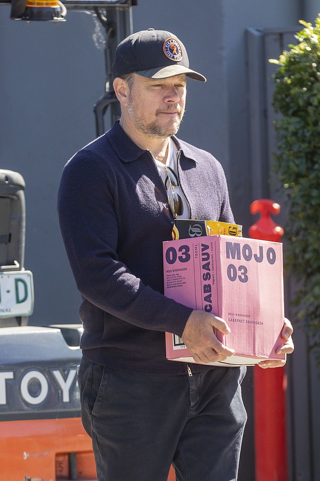 Drinks are on Matt!  Damon was seen purchasing a carton of Bundaberg rum and cola at a Byron Bay bottle shop with his wife Luciana Barroso, 46, and some Aussie mates over the weekend