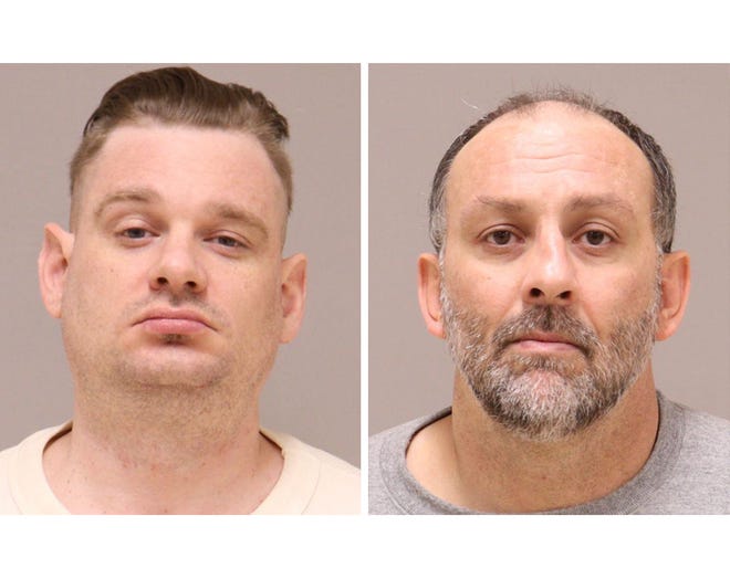 This combo of images provided by the Kent County, Mich., Jail.  shows Adam Fox, left, and Barry Croft Jr.