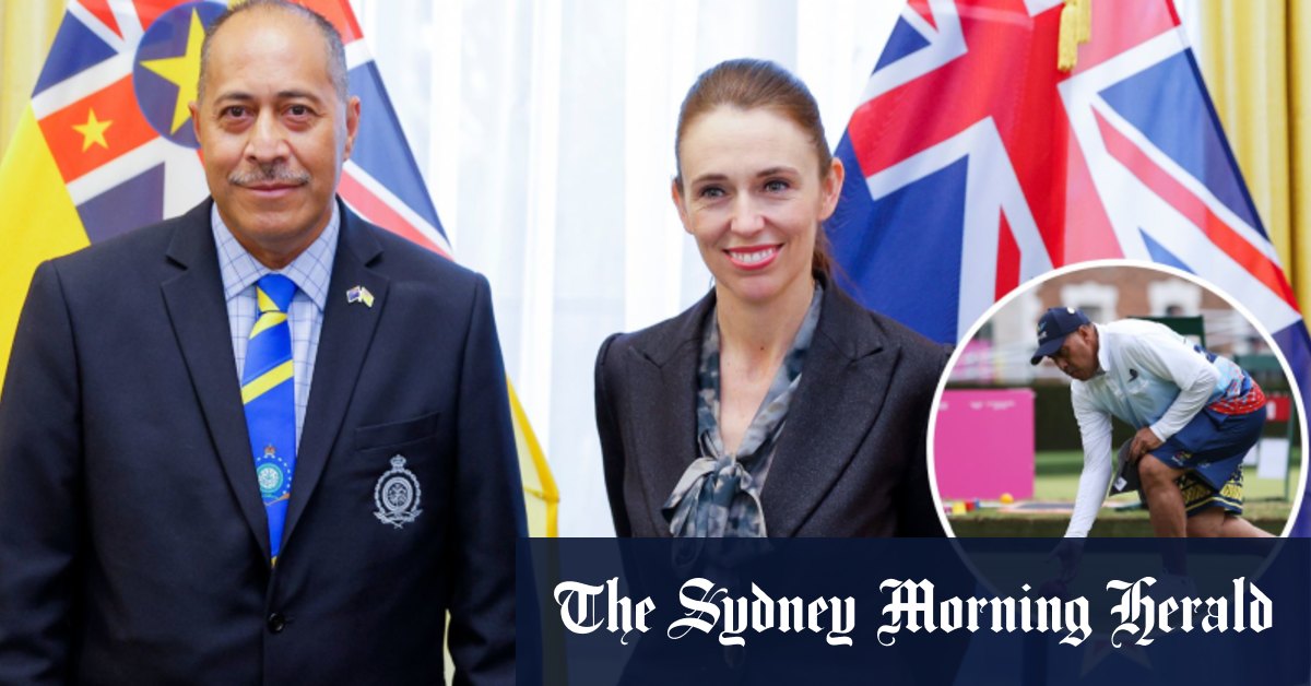 Niue premier Dalton Tagelagi bowls in Birmingham