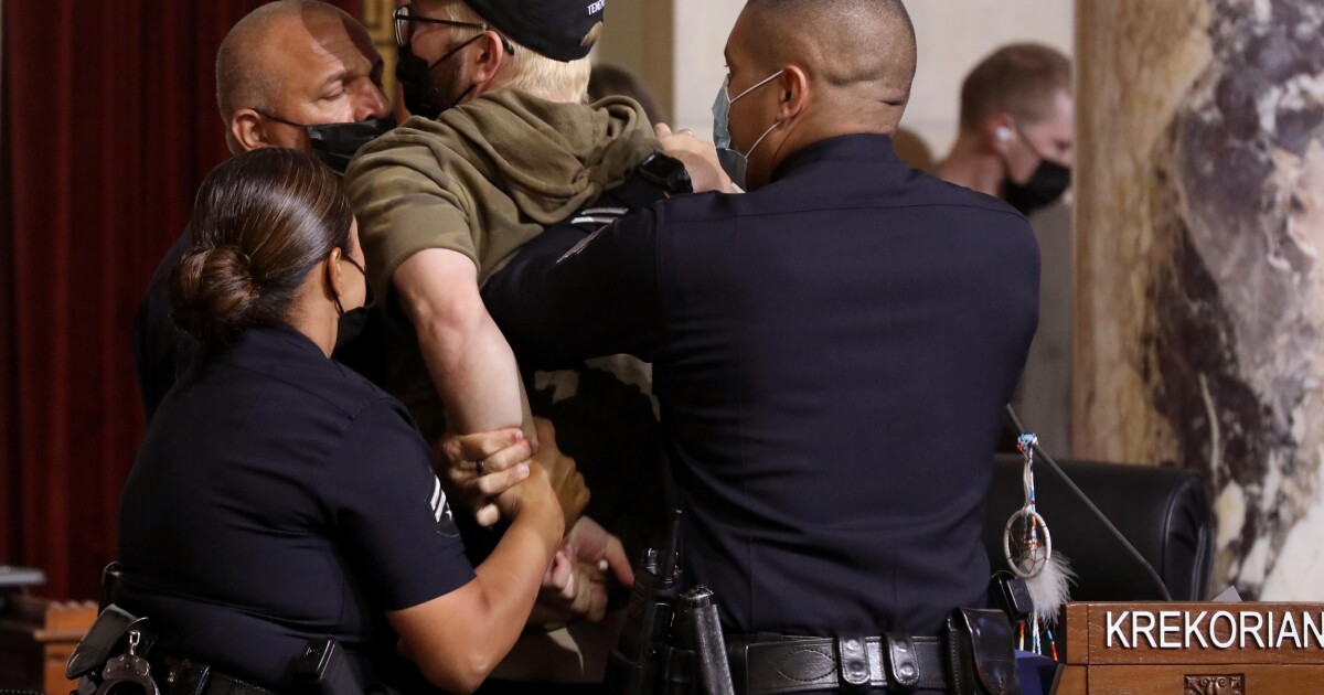One arrested as chaos erupts at LA City Council meeting