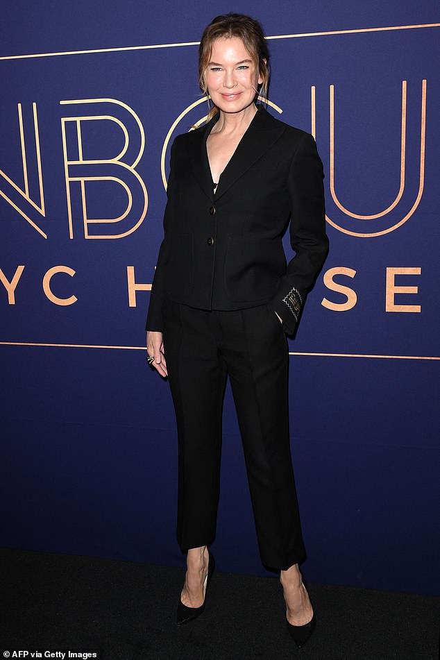 Like a fine wine: Renée Zellweger, 53, noted that she was happier in her 50s than her 20s as she spoke out against anti-aging products to The Sunday Times;  seen in March in Hollywood