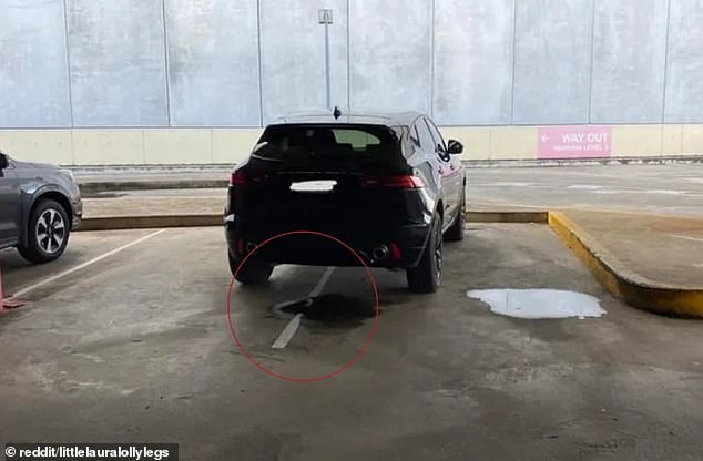 The first photo shows the vehicle parked (pictured) in a busy car park at a Canberra Westfield