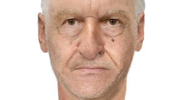 A composite image of an elderly man