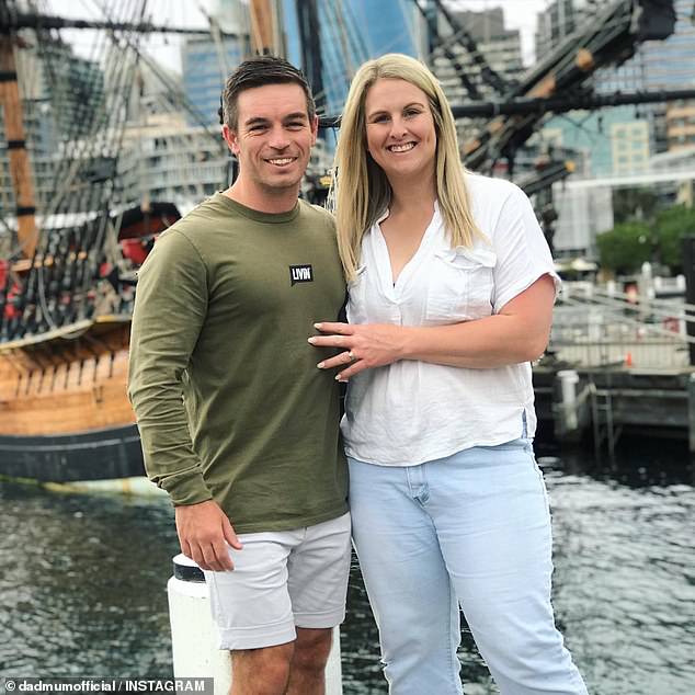 Brad Kearns (pictured, left with wife Sarah) shared a nostalgic summary on social media which struck a chord with thousands who related to the detailed childhood reflection